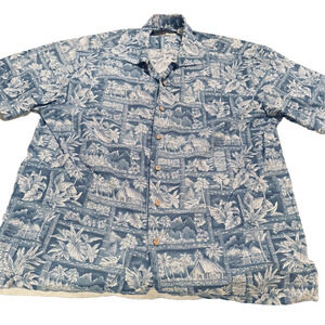 Batik Bay Mens XL Blue Tropical Hawaiian Shirt 100% cotton luau vacation beach